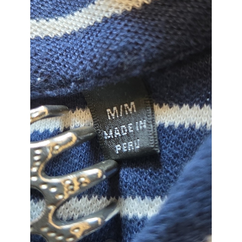 ATM Anthony Thomas Melillo Womens Navy Striped V-Neck Pima Cotton Shift Dress M - Picture 8 of 11